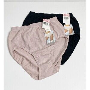 Vintage Barely There Women's Brief Panties Microfiber Damask Size 10/11 Lot of 2